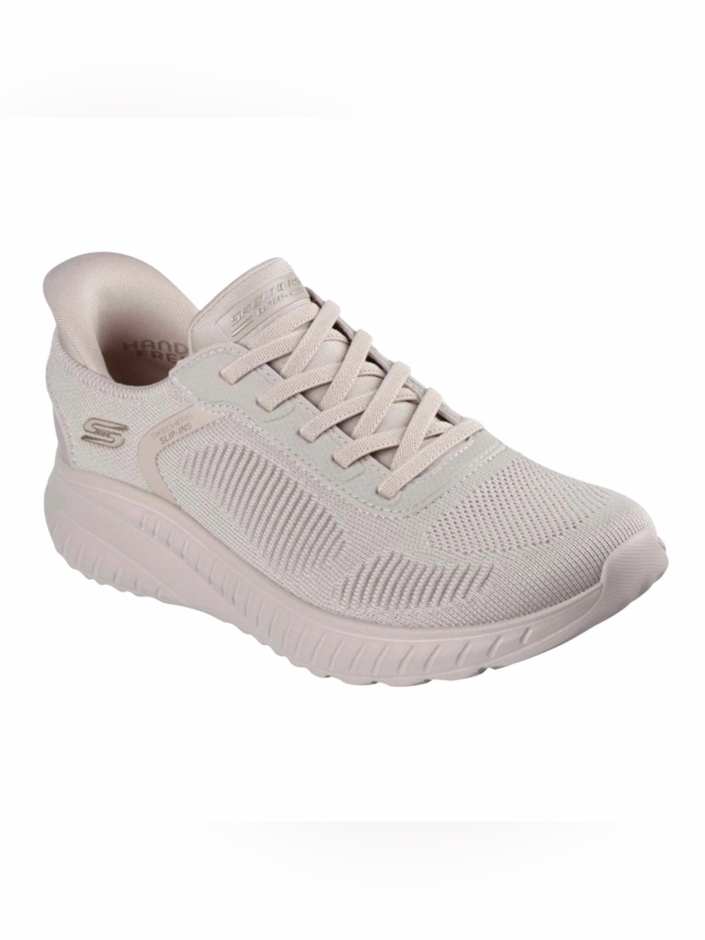 Skechers Sneaker BOBS Women Slip-On Shoes Knit Blush Natural Beige Size 8.5 US